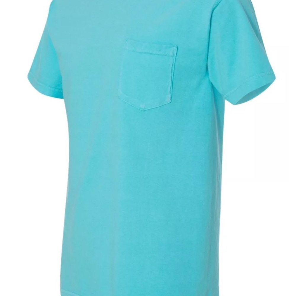 COMFORT COLORS POCKET T-SHIRT (6030) ADULT 2XL - LAGOON BLUE - NEW - BLANK